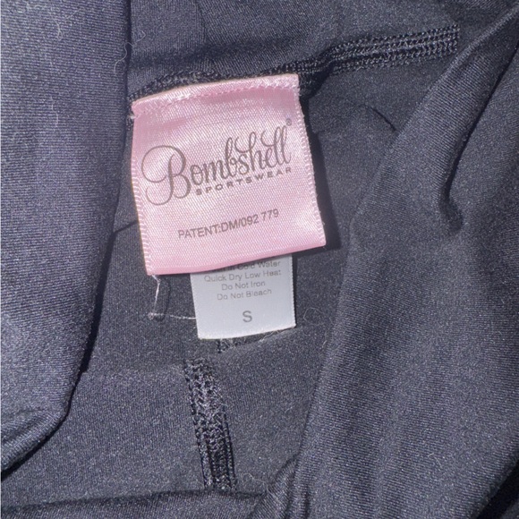 RARE Bombshell Sportswear Leggings – Black w/ Blue Thigh-High Detail, Size Small - Picture 5 of 7